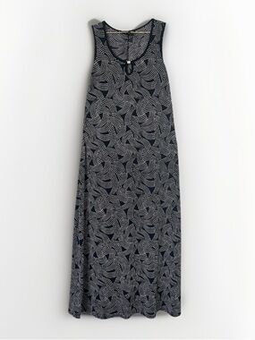 Susan Lawrence neutral casual Black and White Dot-Print Sleeveless maxi Dress SP